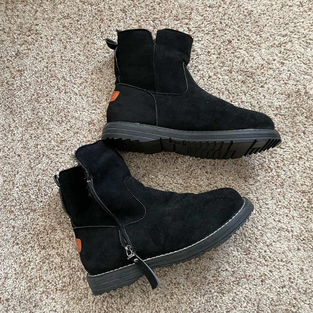 Black Faux Suede Ankle Boots